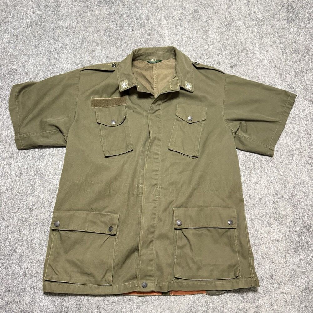 Vtg 80s Italian Army Military Jacket 1985 Trabaldo Togna Shirt L/XL Star Poly